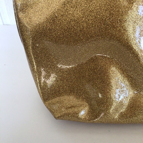 KATE SPADE HOLIDAY DRIVE GOLD GLITTER TOTE AND MATCHING POUCH - Picture 10 of 16